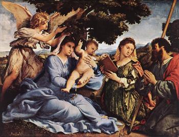 Lorenzo Lotto : Madonna and Child with Saints and an Angel